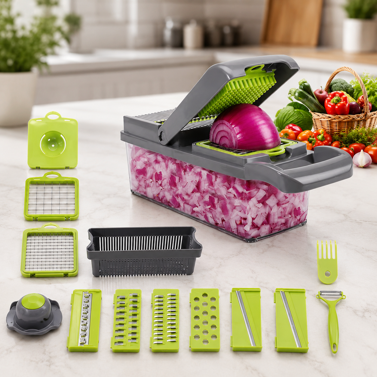 Vegetable Chopper — Chop in Seconds, No Mess No Effort