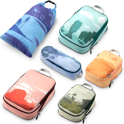 Compression Packing Cubes for Travel, 6-Piece Lightweight Packing Cubes Set for Carry-On Luggage & Backpacks –  (Getaways)