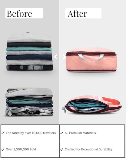 Compression Packing Cubes for Travel, 6-Piece Lightweight Packing Cubes Set for Carry-On Luggage & Backpacks –  (Getaways)