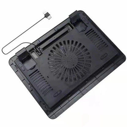 1Pc Laptop Fan Cooling Pad with Big Fans, Portable Laptop Cooling Fan with 2 in 1 USB Port, Blue LED Light Adjustable Stand Pad