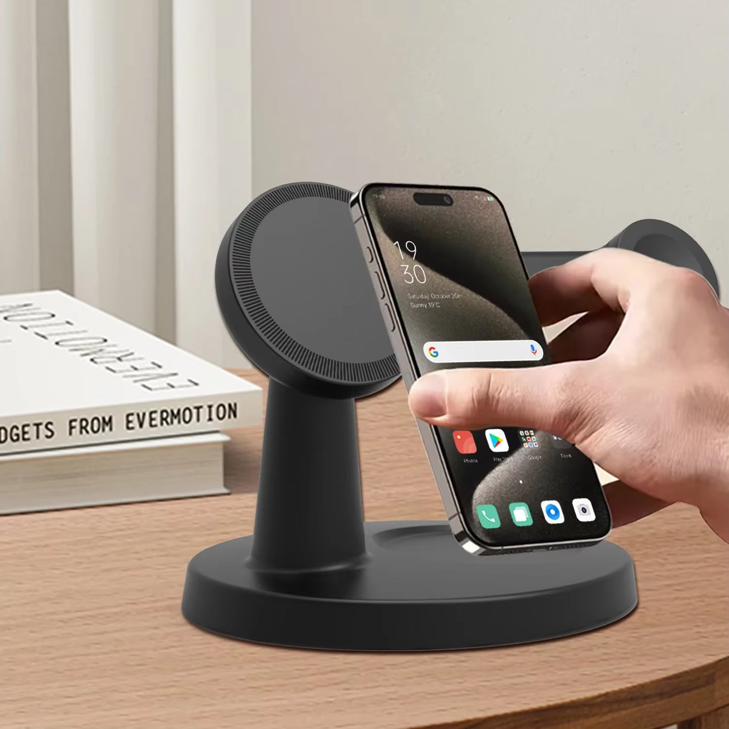 3 in 1 Magnetic Wireless Charger Stand for Magsafe Iphone 16 15 14 13 Pro Max Apple Watch 9 8 Airpods Pro Fast Charging Station