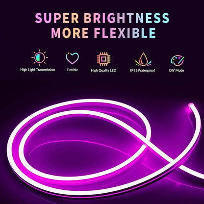 Neon Strip Lights, 32.8Ft/10M LED Neon Rope Lights with Remote APP Control IP65 Waterproof Flexible Neon LED Strip Lights 24V RGB LED Neon Lights for Bedroom Indoors Outdoors Decor