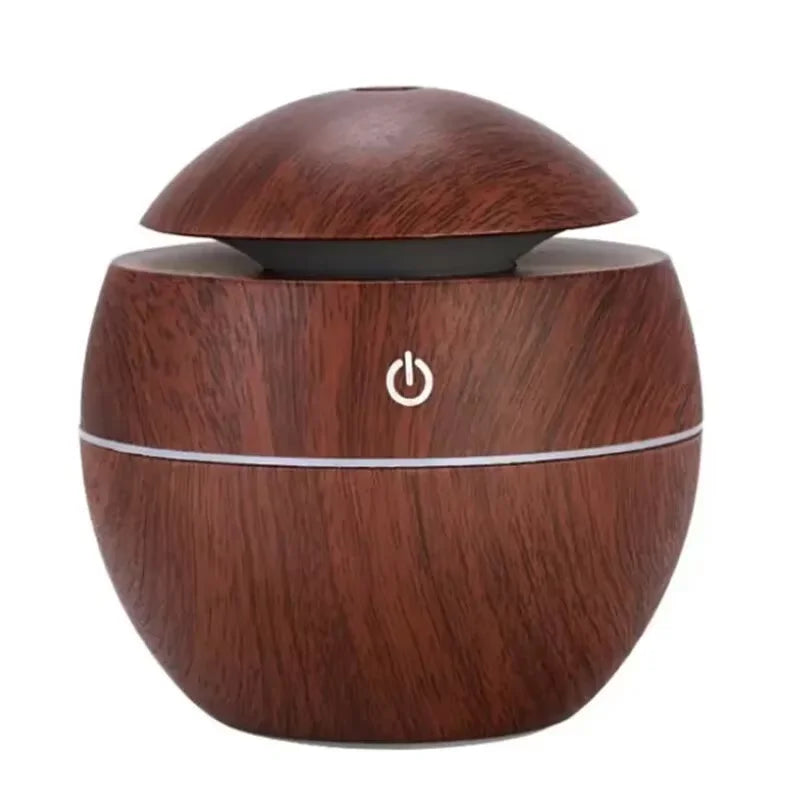 Portable Mini Wood-Grain Spherical Desktop Air Humidifier Purifier Aromatherapy Machine for Home Large Capacity