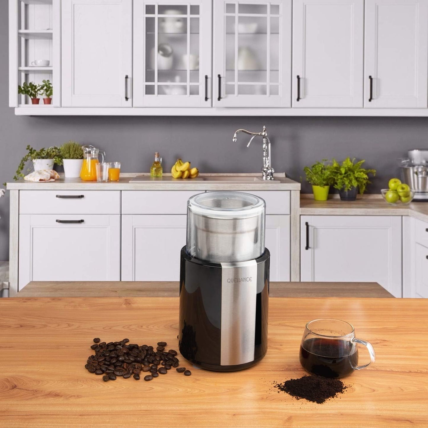 Electric Coffee Grinder, Stainless Steel Blades Coffee and Spice Grinder with 2.5 Ounce Removable Cup, Powerful 200W