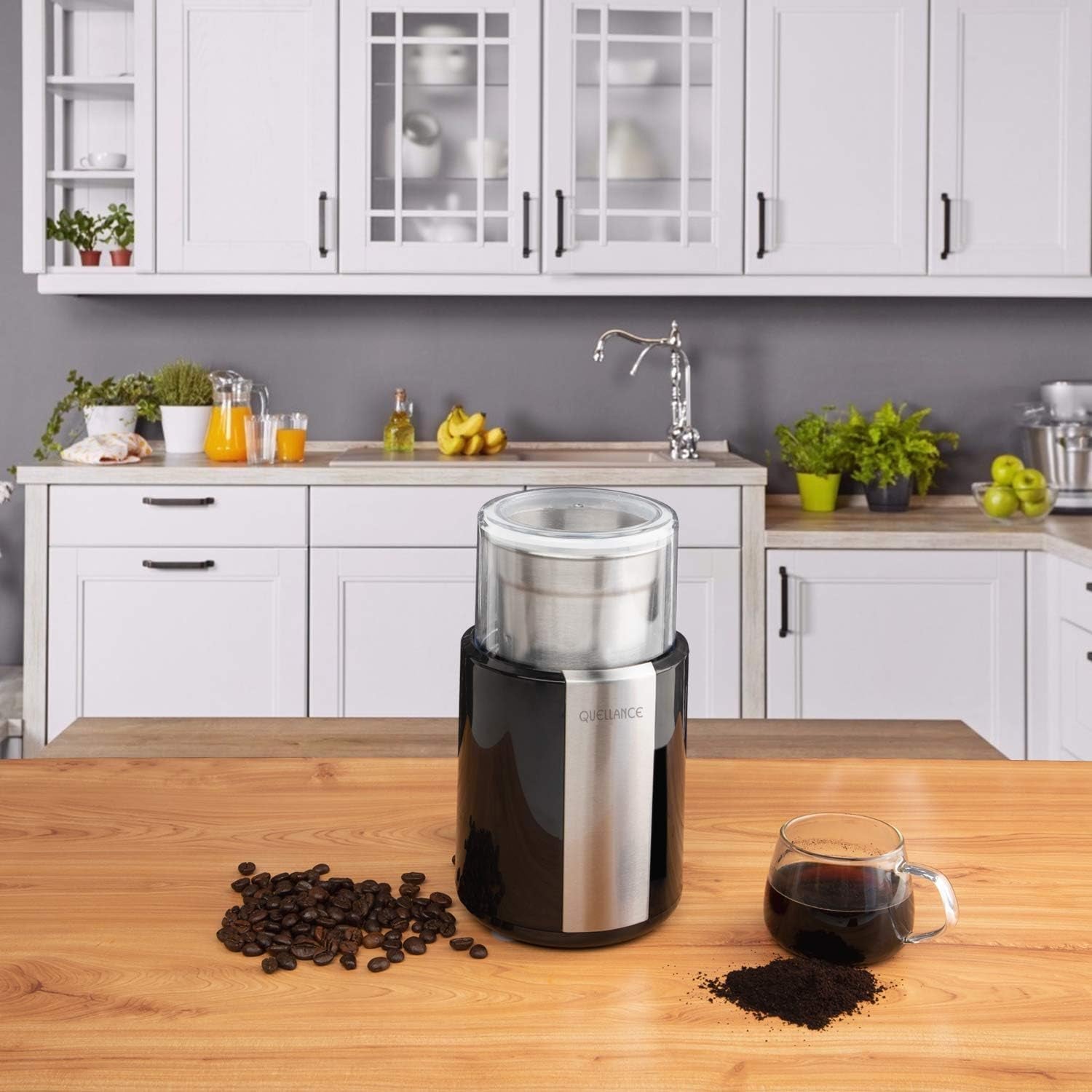 Electric Coffee Grinder, Stainless Steel Blades Coffee and Spice Grinder with 2.5 Ounce Removable Cup, Powerful 200W