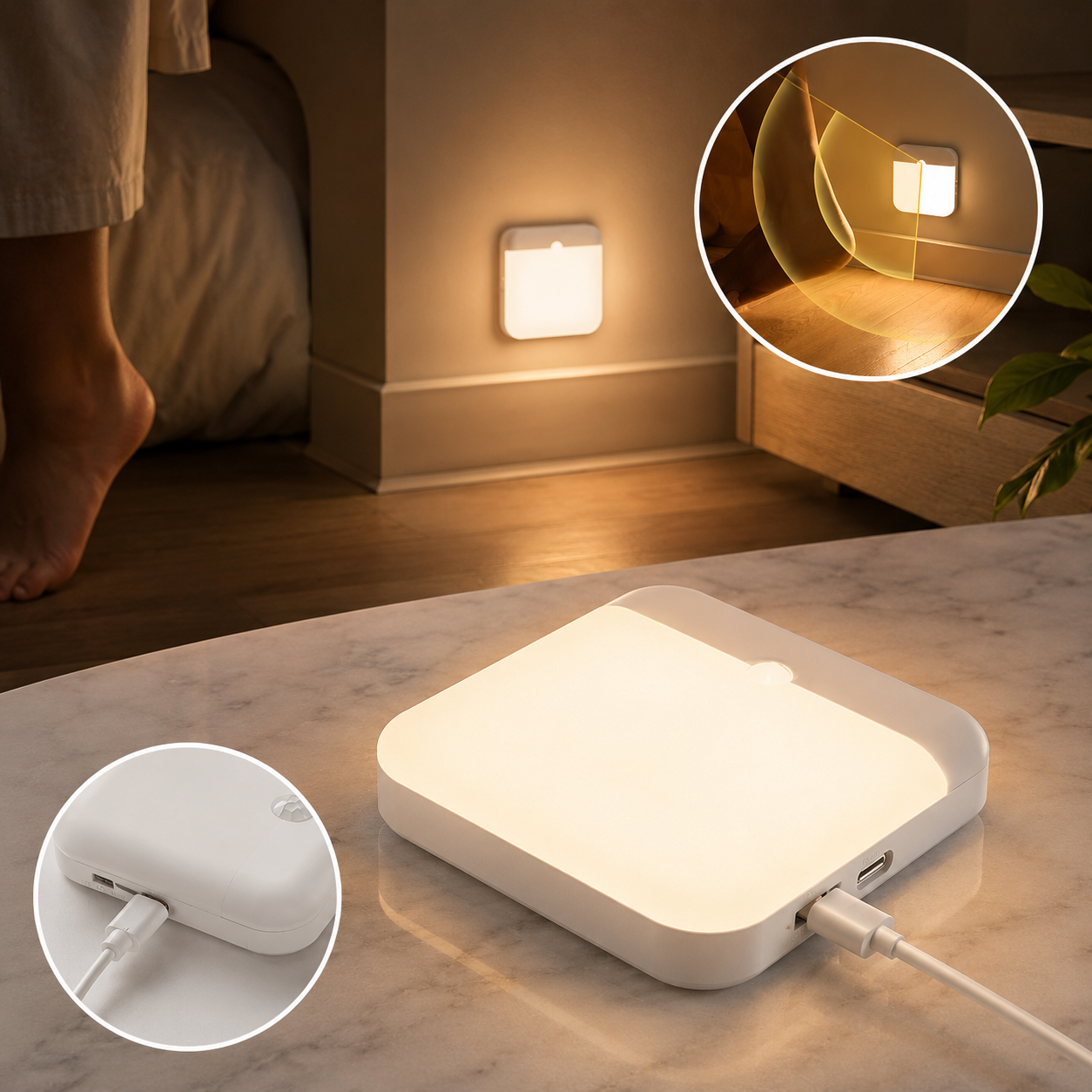 Motion Sensor Night Light — USB-C Rechargeable, Auto On/Off