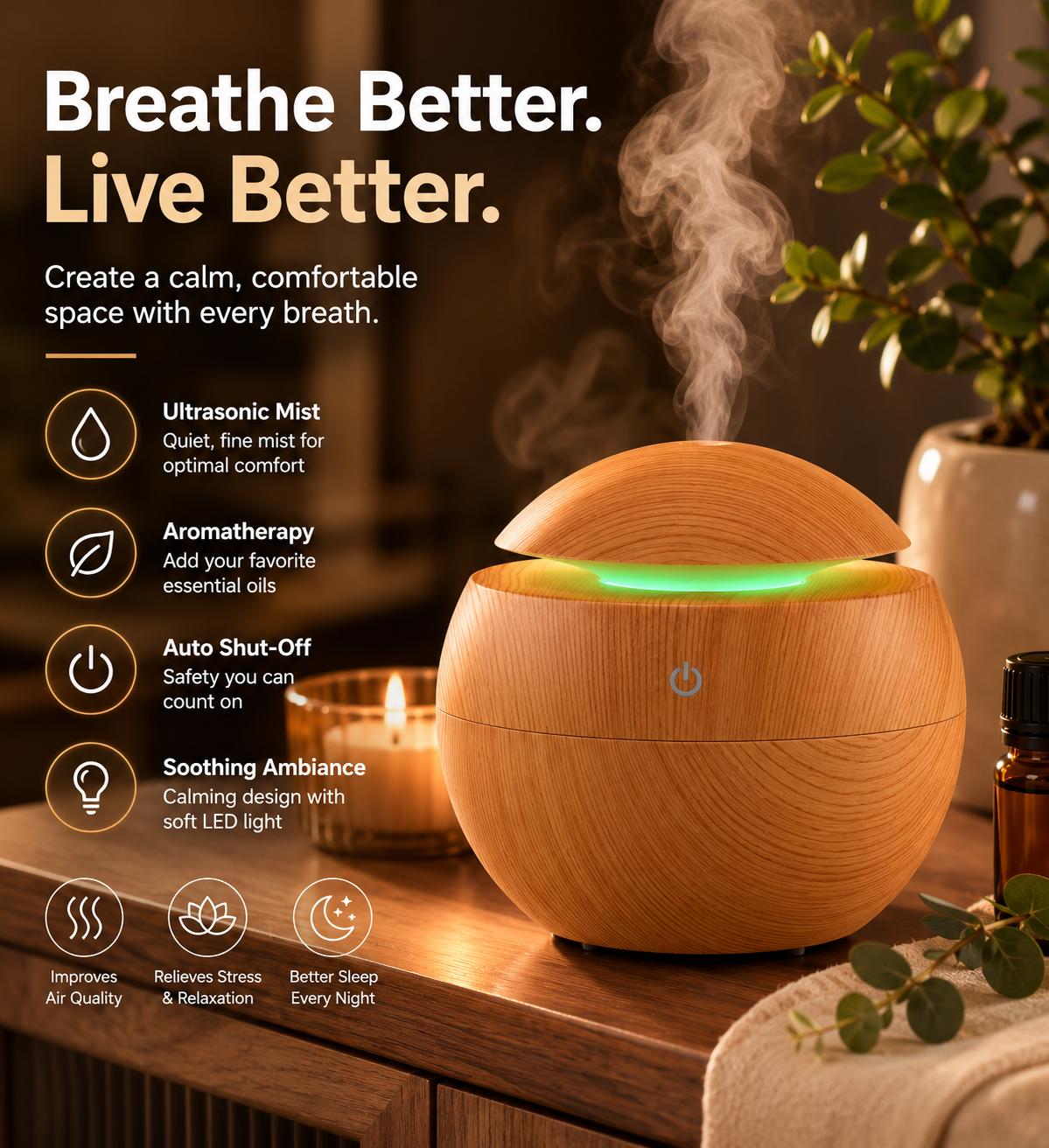 Ultrasonic Humidifier — Breathe Better, Sleep Deeper