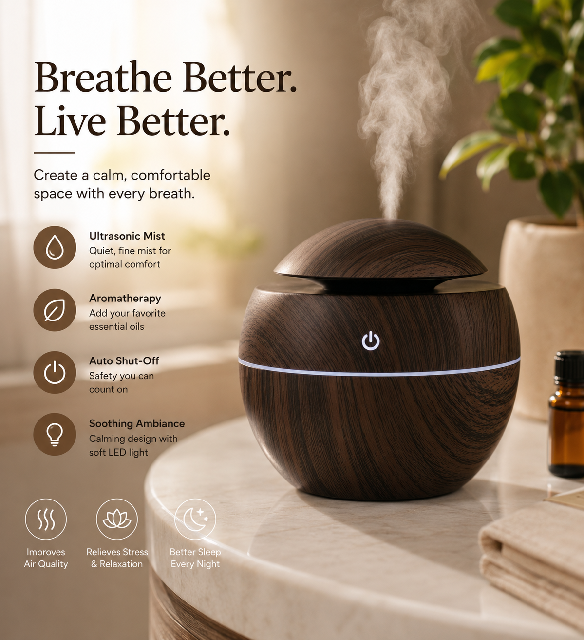 Ultrasonic Humidifier — Breathe Better, Sleep Deeper