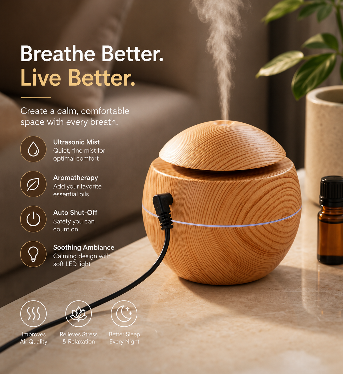Ultrasonic Humidifier — Breathe Better, Sleep Deeper