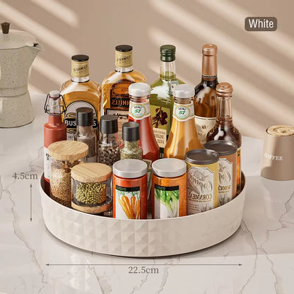 1Pc Kitchen Storage Spice Rack 360 Degree Rotating Cabinet Storage Rack Tray Cosmetic Storage Rack Non-Slip Spice round Rack