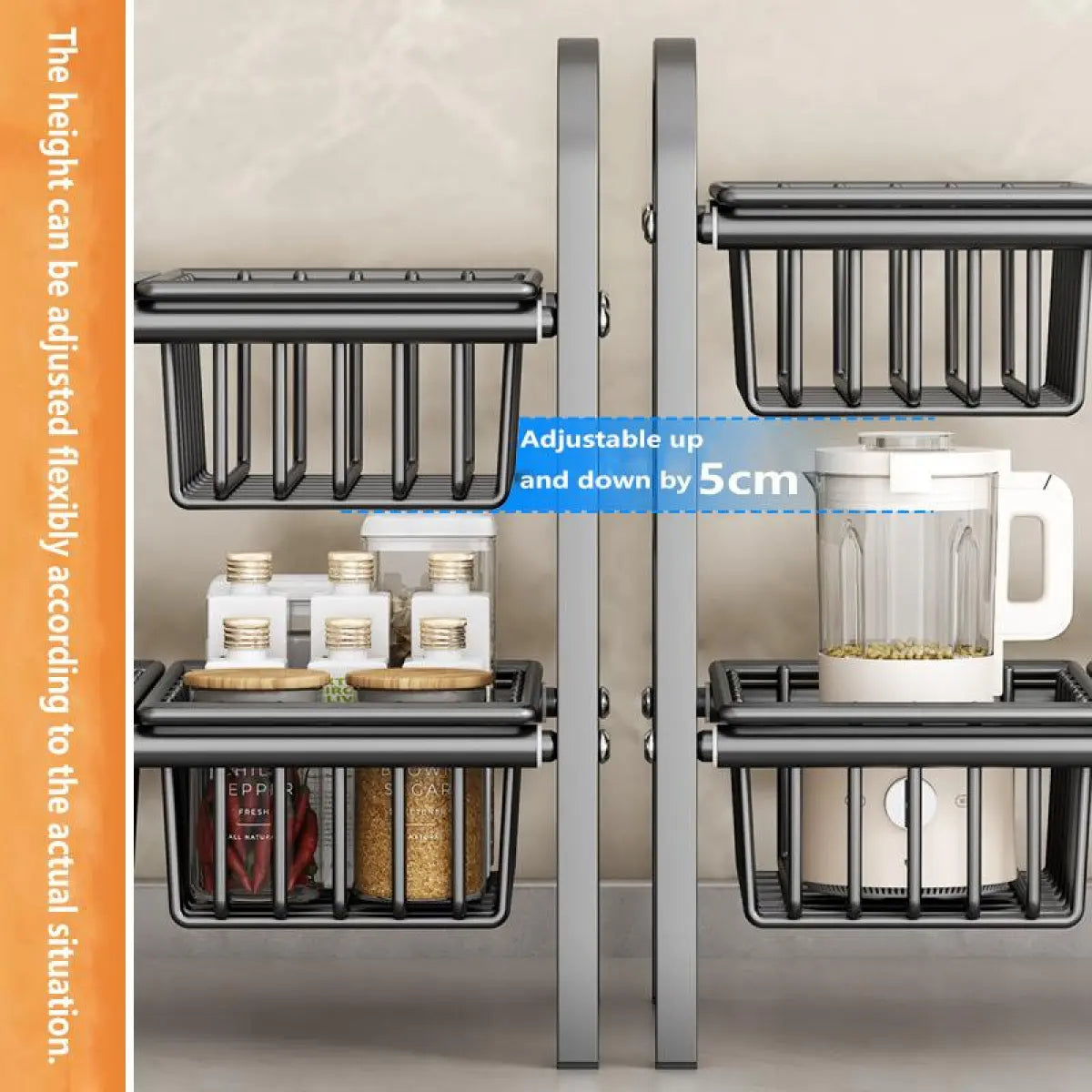 Expandable under Sink Organizer, 2 Tier under Sink Shelf with 4 Removable Baskets and 4 Removable Panels for Cabinet Sink Cloakroom Wardrobe Closet Storage