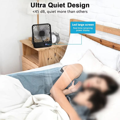 Portable USB Rechargeable Desk Fan – 180° Tilt Folding Personal Fan, 5 Speeds, Ultra Quiet with Power Display