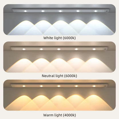 White/Black LED Cabinet Light USB Rechargeable Motion Sensor LED Light for Kitchen Wardrobe Cabinet Lighting 20CM/30CM/40CM/50CM