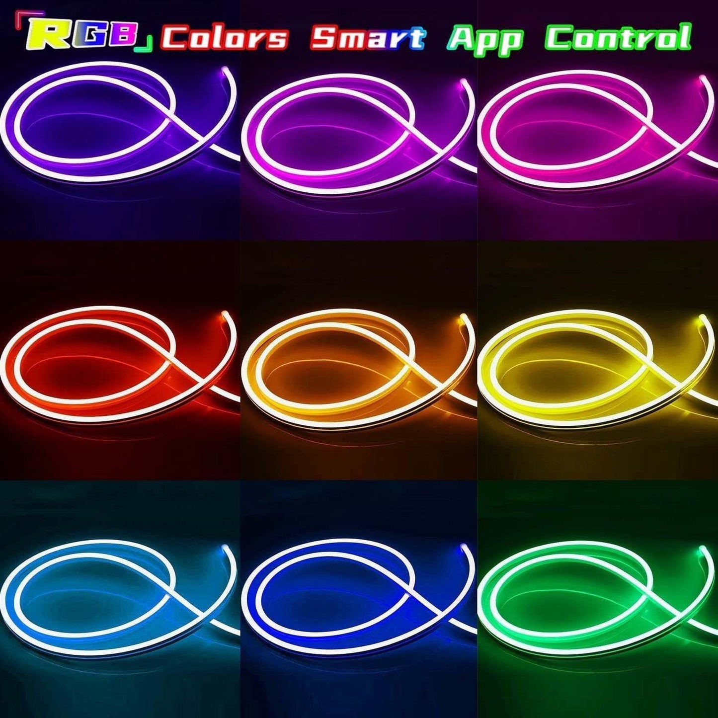 Neon Strip Lights, 32.8Ft/10M LED Neon Rope Lights with Remote APP Control IP65 Waterproof Flexible Neon LED Strip Lights 24V RGB LED Neon Lights for Bedroom Indoors Outdoors Decor