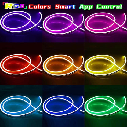 Neon Strip Lights, 32.8Ft/10M LED Neon Rope Lights with Remote APP Control IP65 Waterproof Flexible Neon LED Strip Lights 24V RGB LED Neon Lights for Bedroom Indoors Outdoors Decor