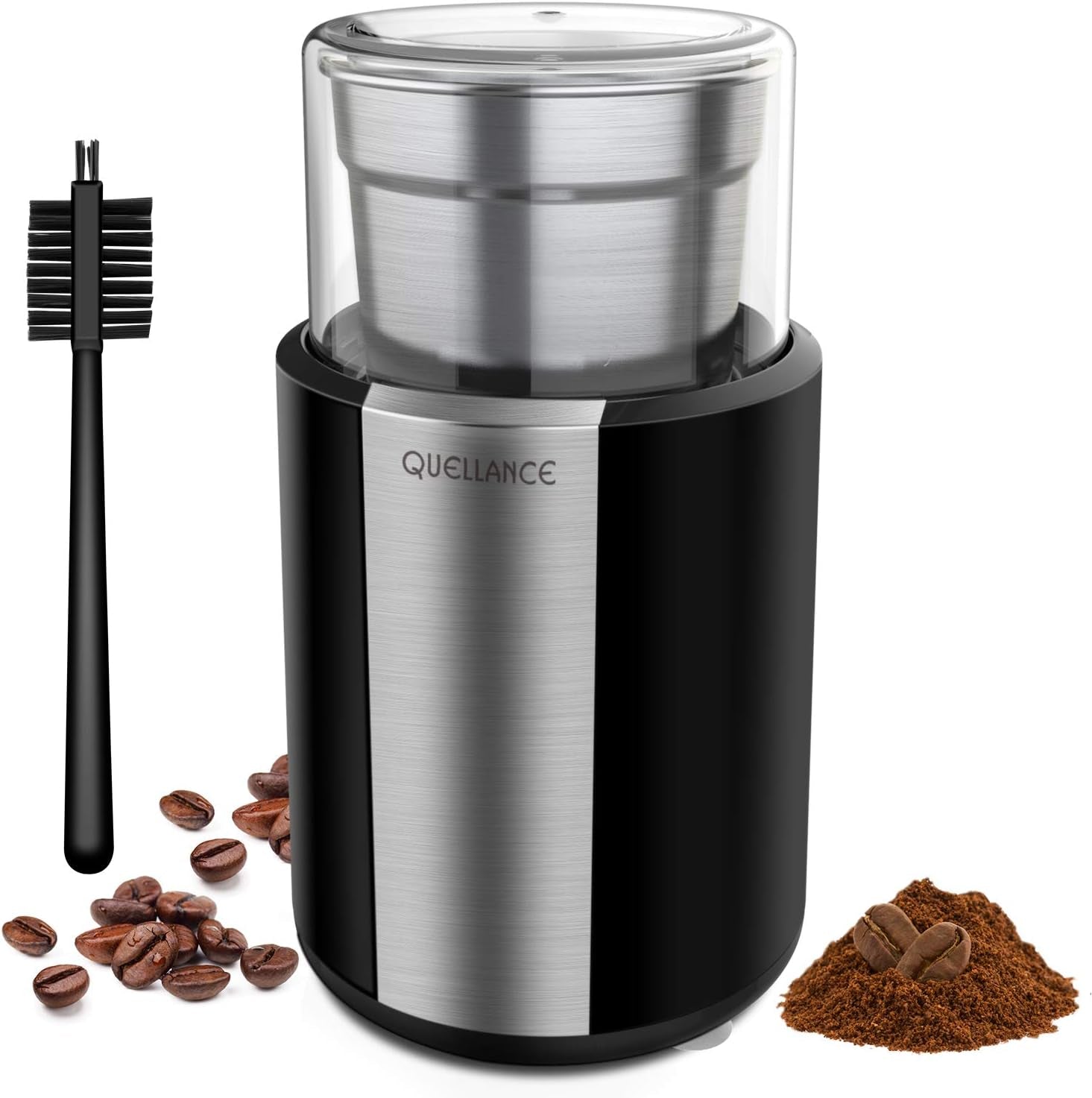 Electric Coffee Grinder, Stainless Steel Blades Coffee and Spice Grinder with 2.5 Ounce Removable Cup, Powerful 200W