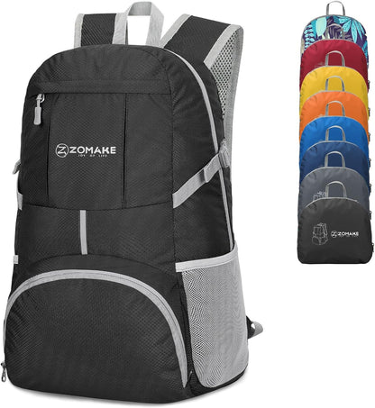 Lightweight Packable Backpack 35L, Light Foldable Backpacks Water Resistant Collapsible Hiking Bag, Compact Folding Day Pack for Travel Camping(Black)