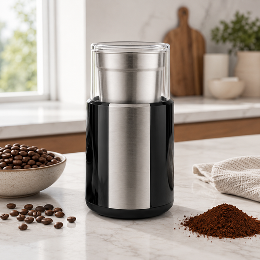 Electric Coffee Grinder — 200W, Stainless Steel Blades, Removable Cup