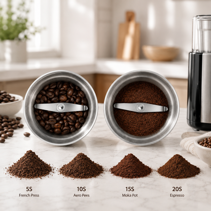 Electric Coffee Grinder — 200W, Stainless Steel Blades, Removable Cup