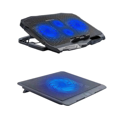 1Pc Laptop Fan Cooling Pad with Big Fans, Portable Laptop Cooling Fan with 2 in 1 USB Port, Blue LED Light Adjustable Stand Pad