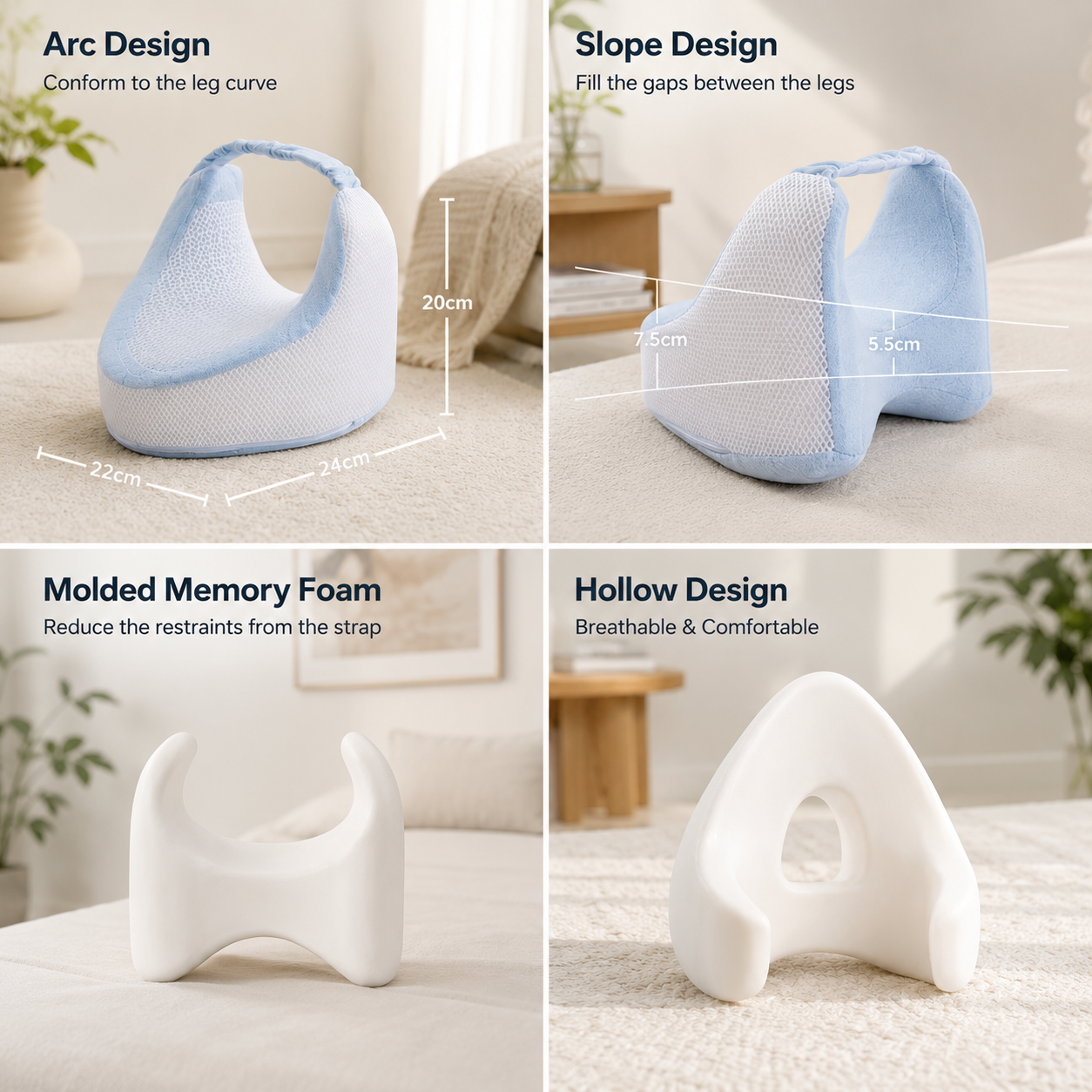Memory Foam Leg Pillow — Sciatica, Hip & Back Pain Relief